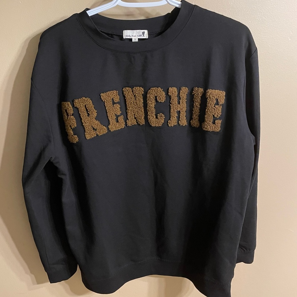 Mindy mae’s market black “frenchie” long sleeve in size medium.